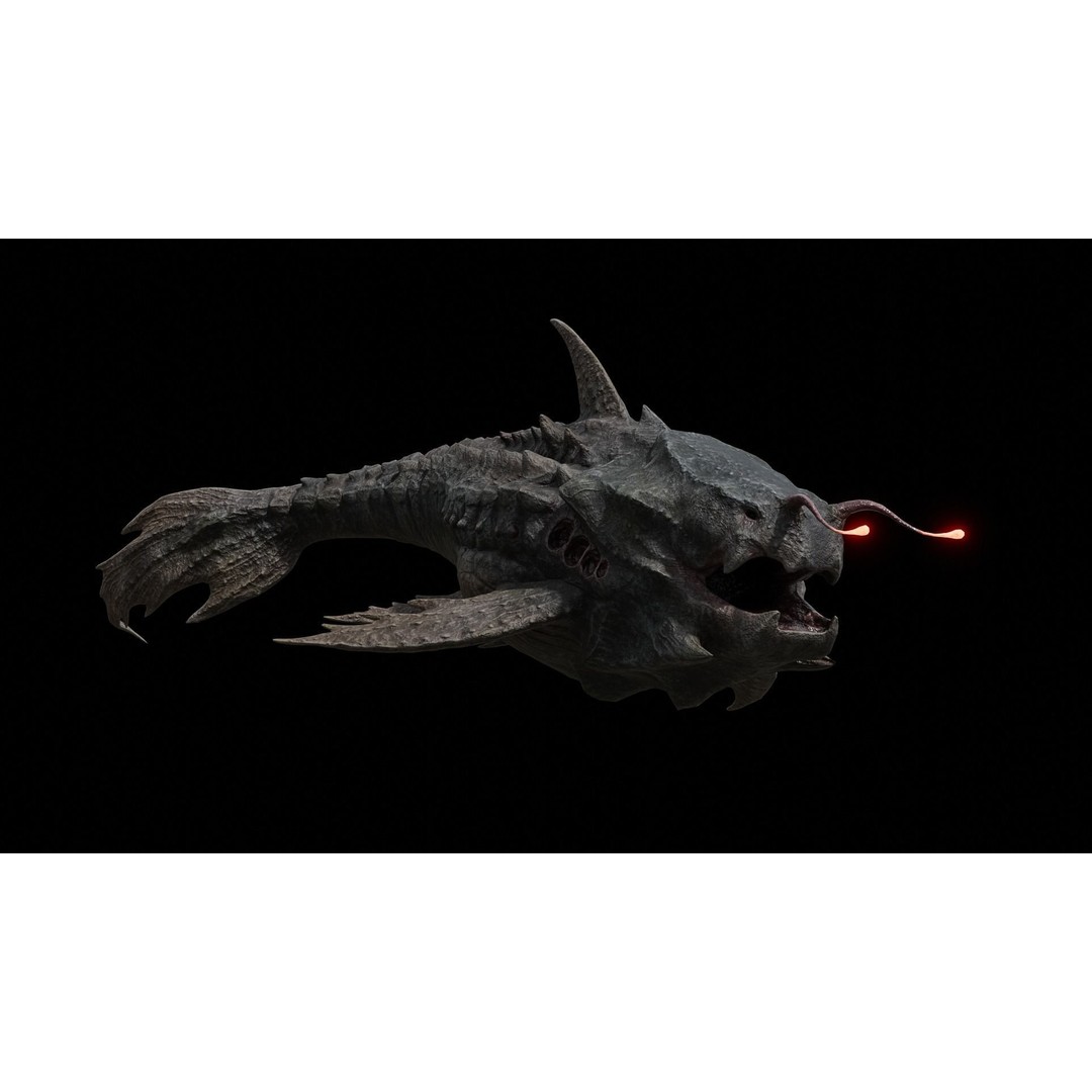 Alien Monster Fish 3D Model – Low Poly Rigged PBR Asset, FBX - View 34