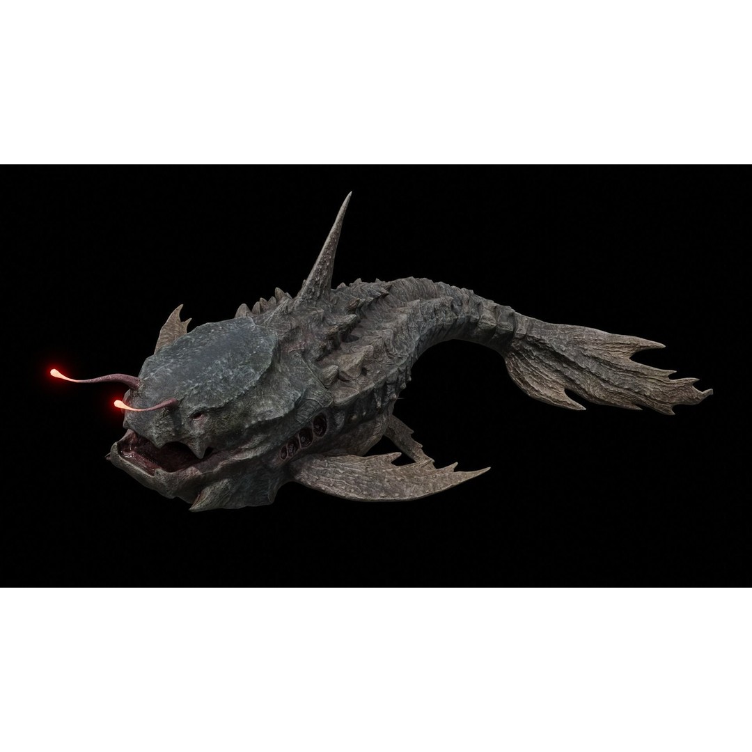 Alien Monster Fish 3D Model – Low Poly Rigged PBR Asset, FBX - View 35