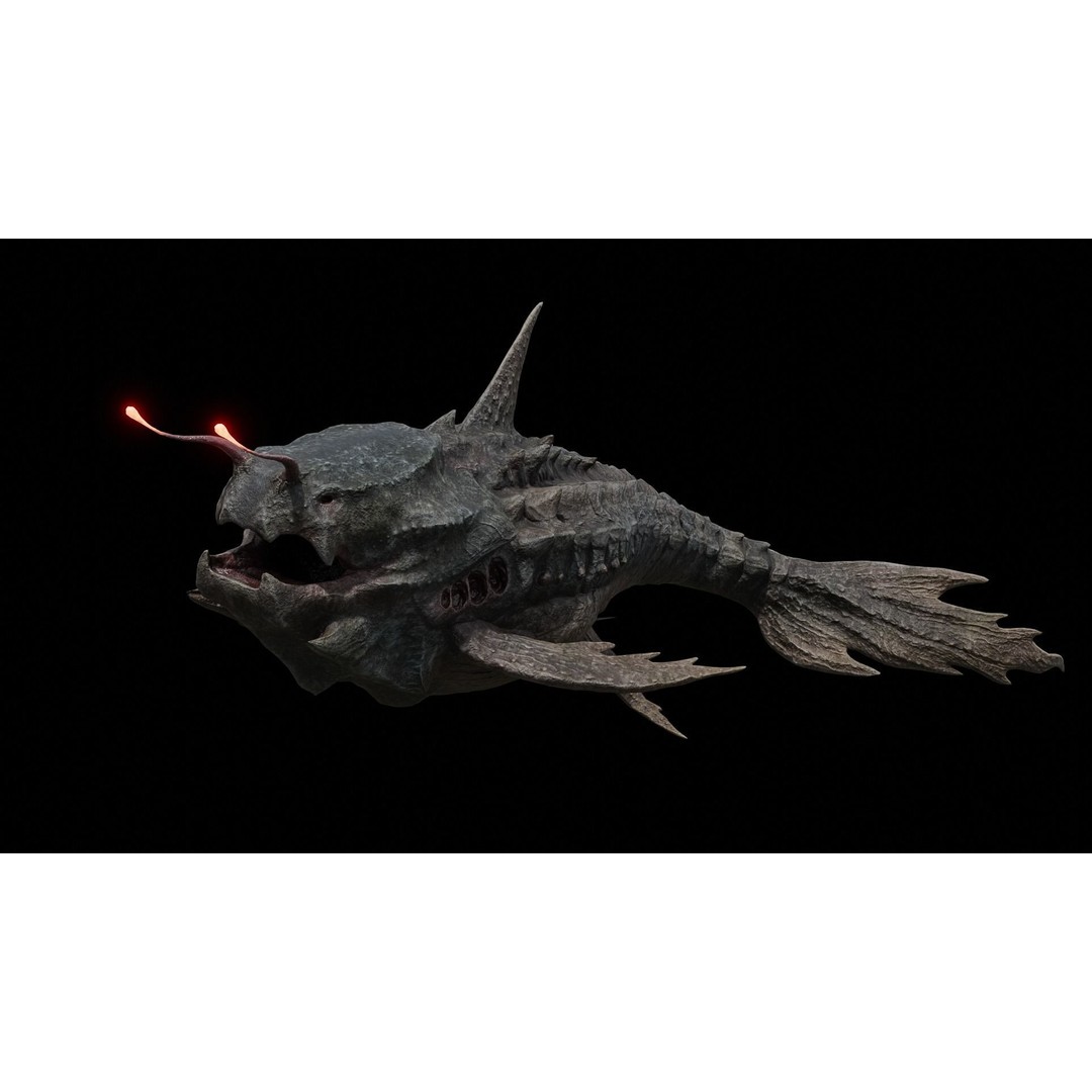 Alien Monster Fish 3D Model – Low Poly Rigged PBR Asset, FBX - View 36