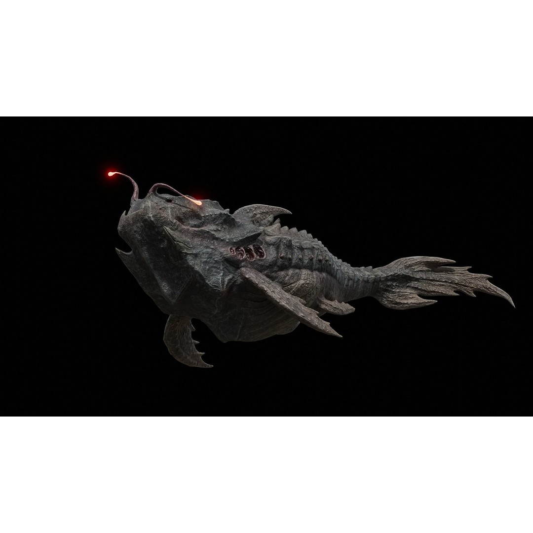 Alien Monster Fish 3D Model – Low Poly Rigged PBR Asset, FBX - View 40