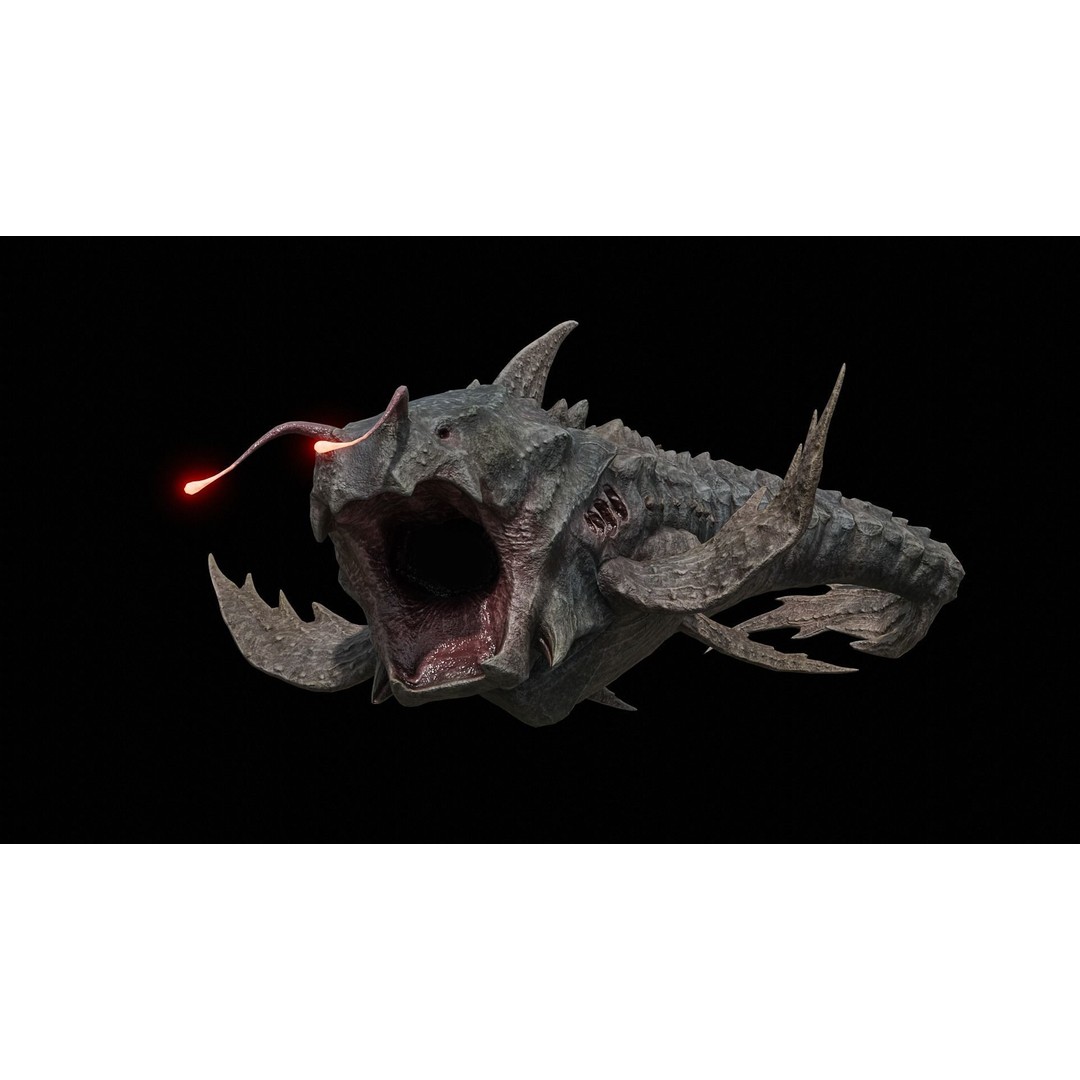 Alien Monster Fish 3D Model – Low Poly Rigged PBR Asset, FBX - View 44