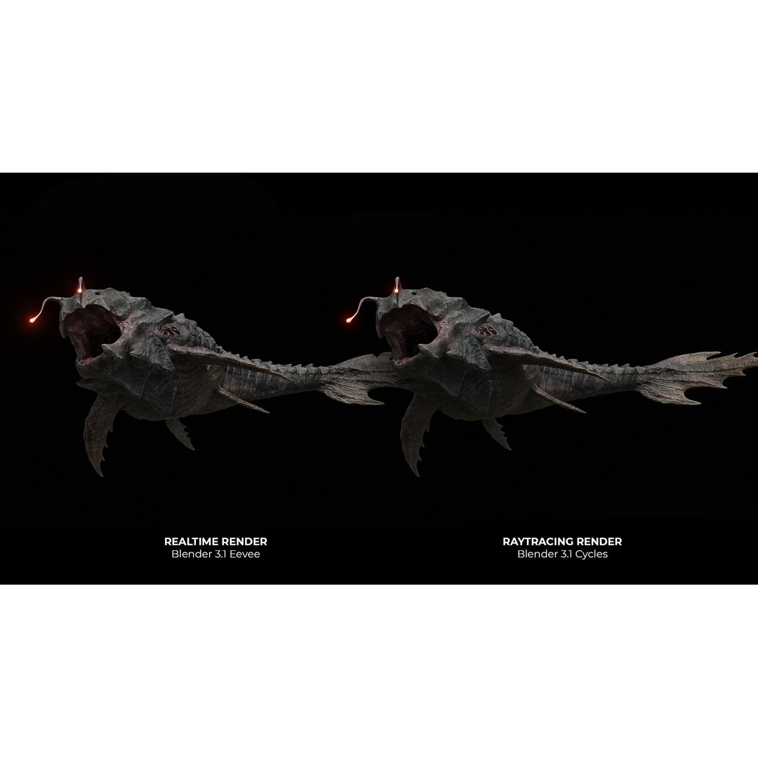 Alien Monster Fish 3D Model – Low Poly Rigged PBR Asset, FBX - View 5