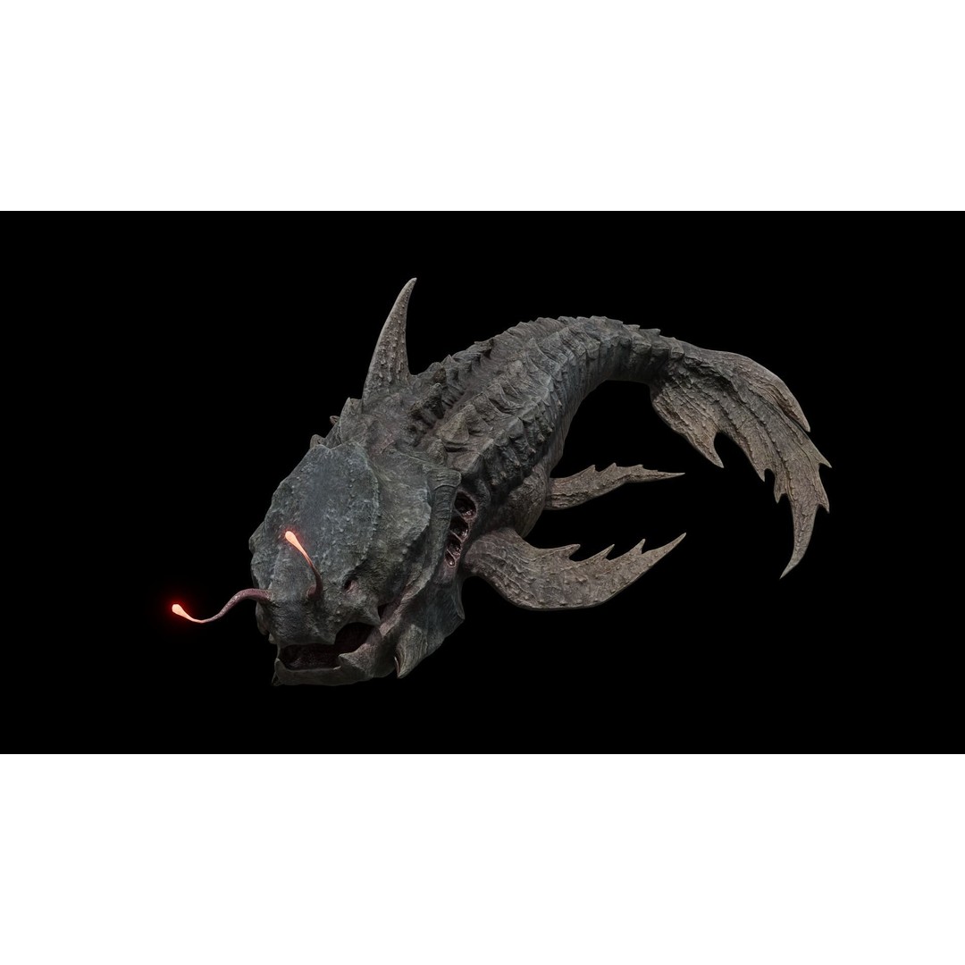 Alien Monster Fish 3D Model – Low Poly Rigged PBR Asset, FBX - View 7