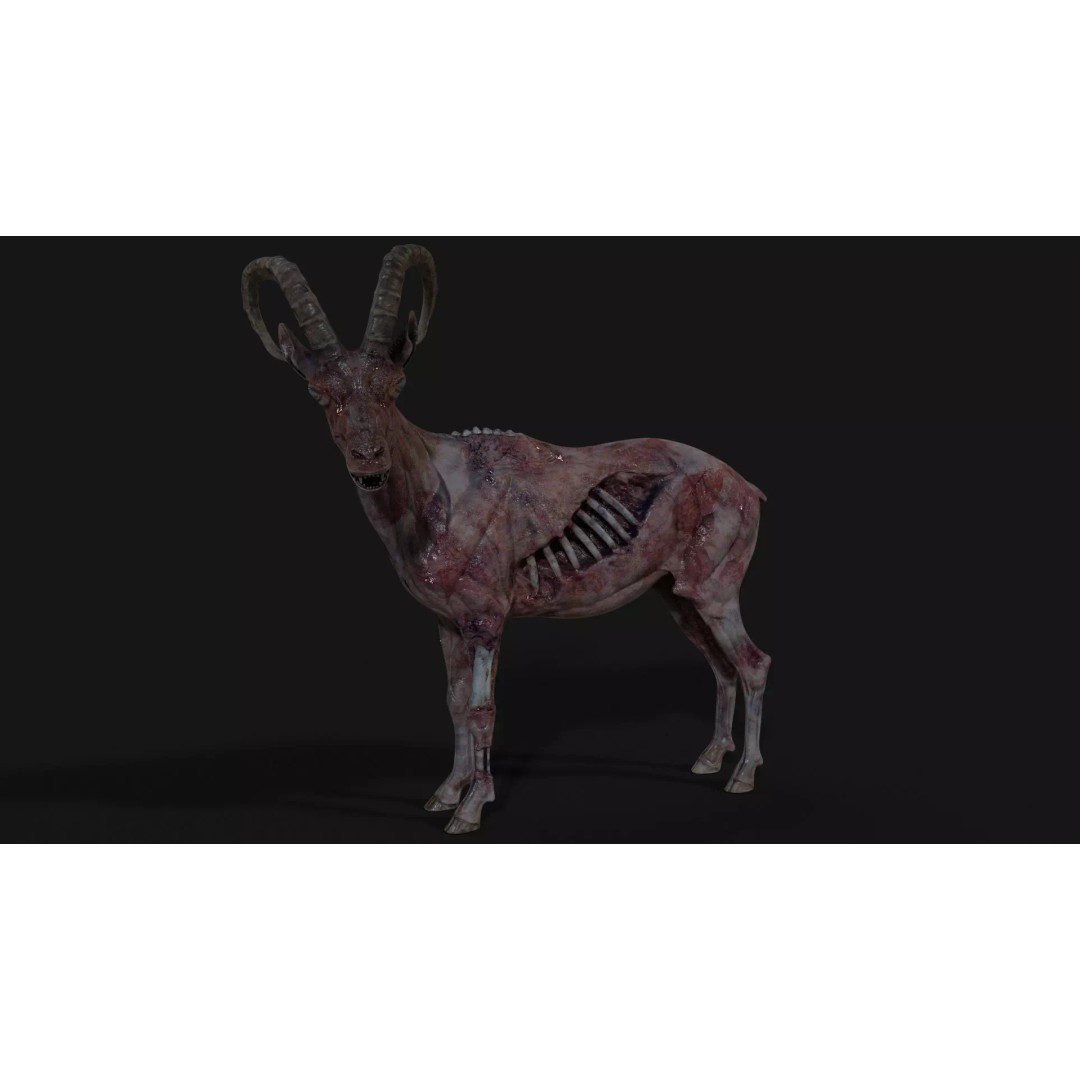 Goat Zombie 3D Model – Low Poly Mutant Character, Rigged, PBR - View 14