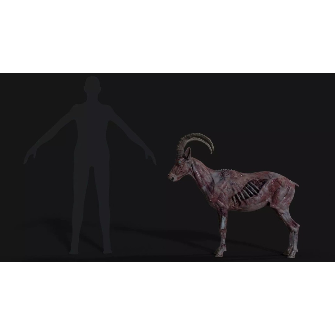 Goat Zombie 3D Model – Low Poly Mutant Character, Rigged, PBR - View 17