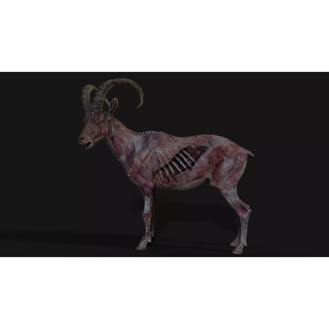 Goat Zombie 3D Model – Low Poly Mutant Character, Rigged, PBR - View 4