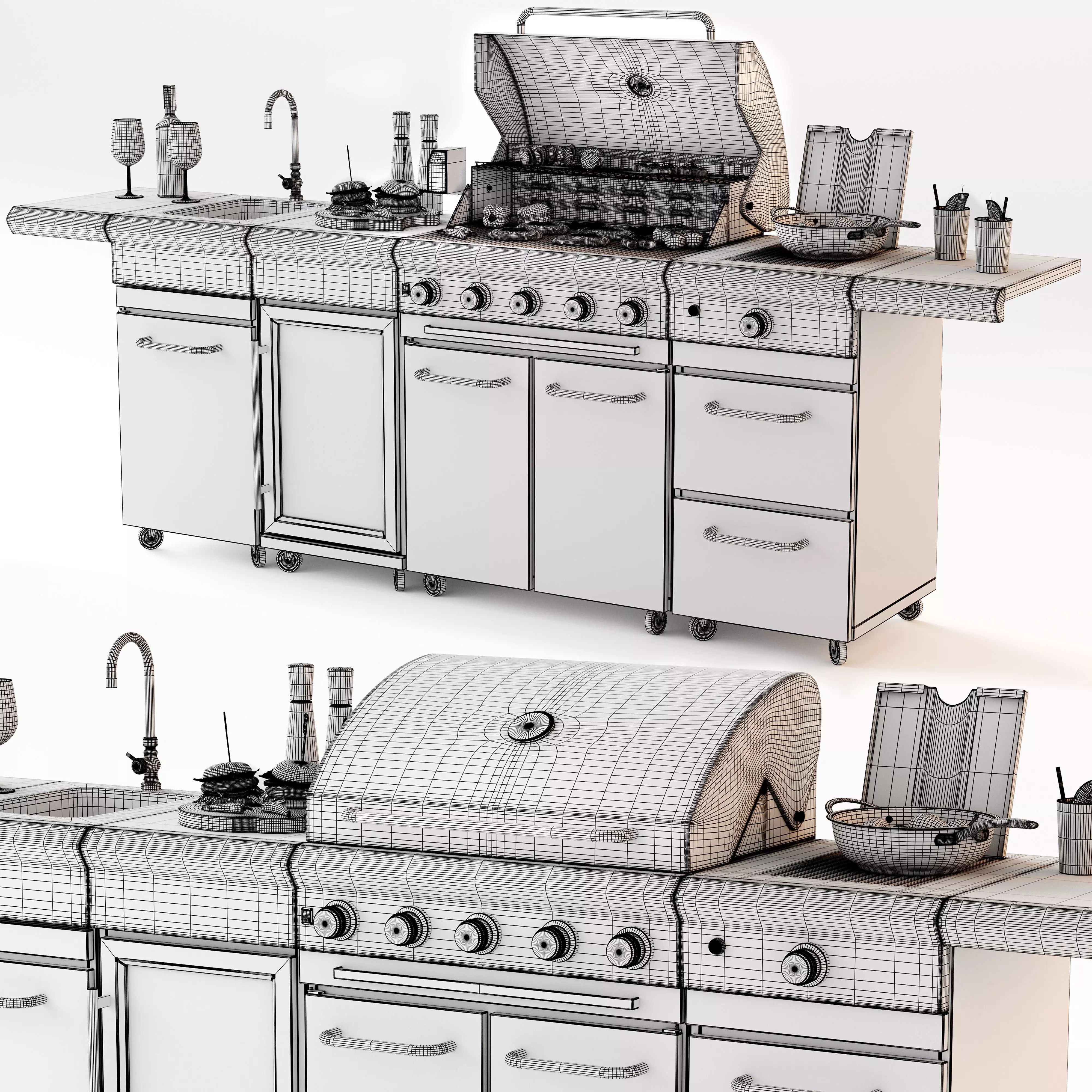 Gas Grill BBQ SICILIA - Game-Ready 3D Model