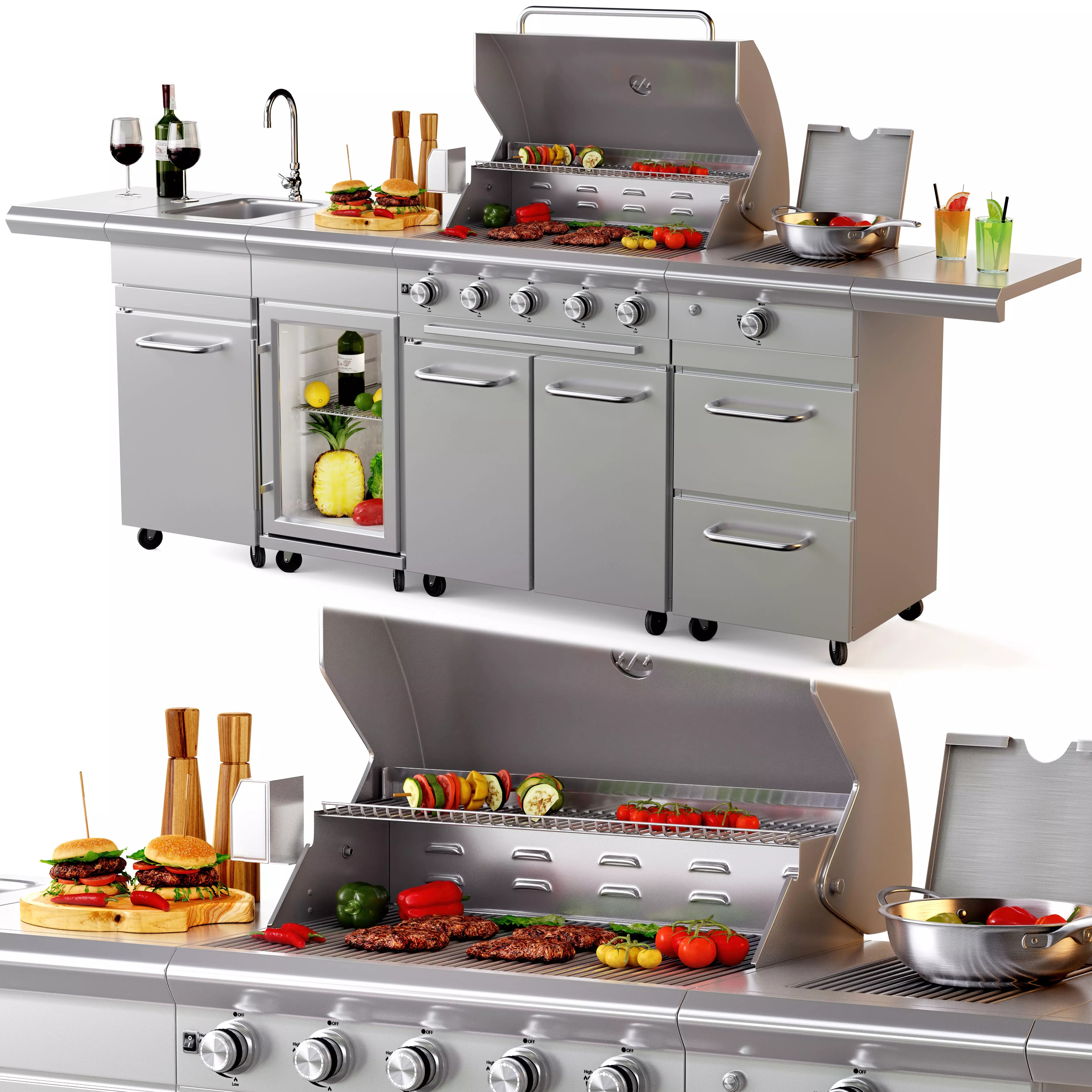 Gas Grill BBQ SICILIA - Game-Ready 3D Model - View 2