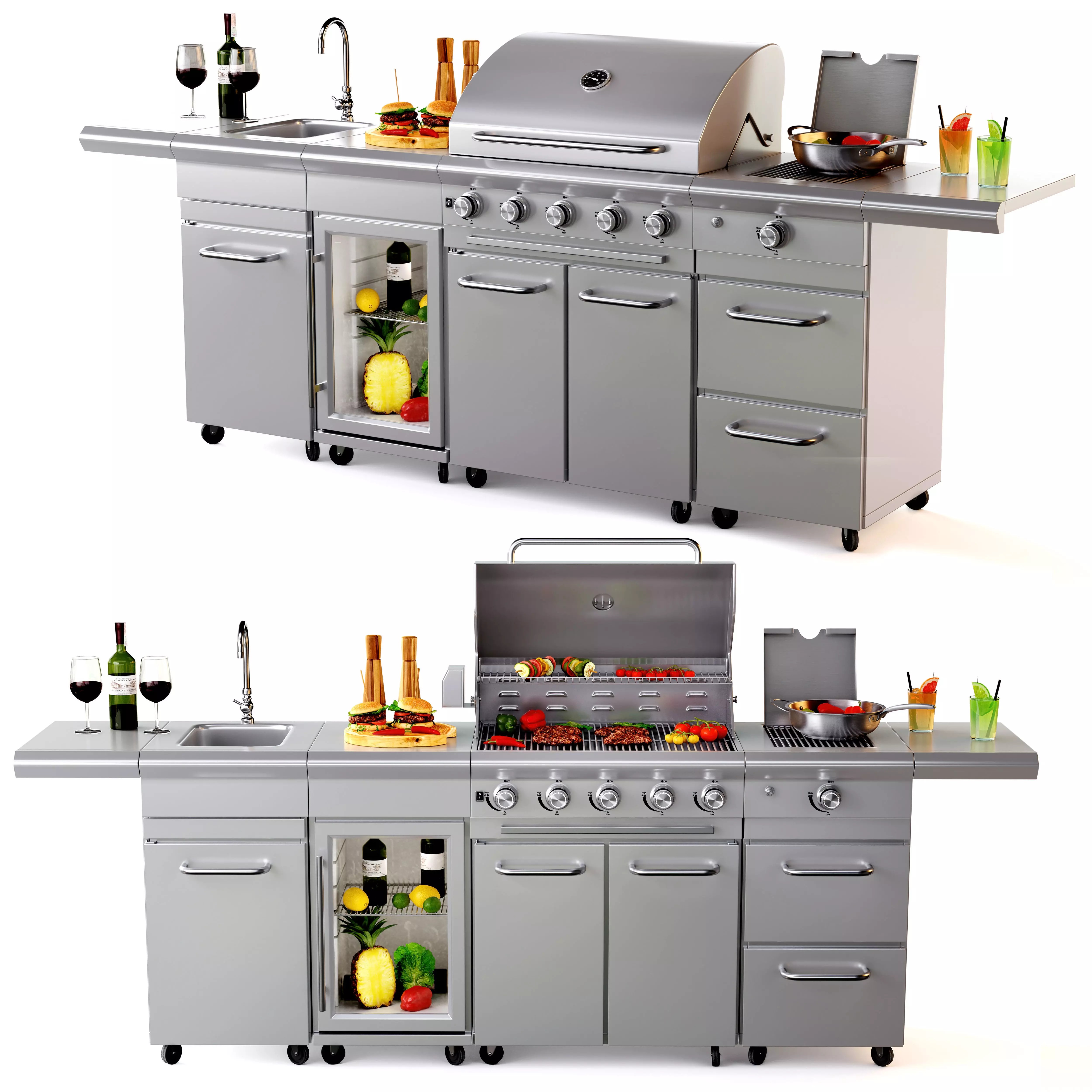 Gas Grill BBQ SICILIA - Game-Ready 3D Model - View 3