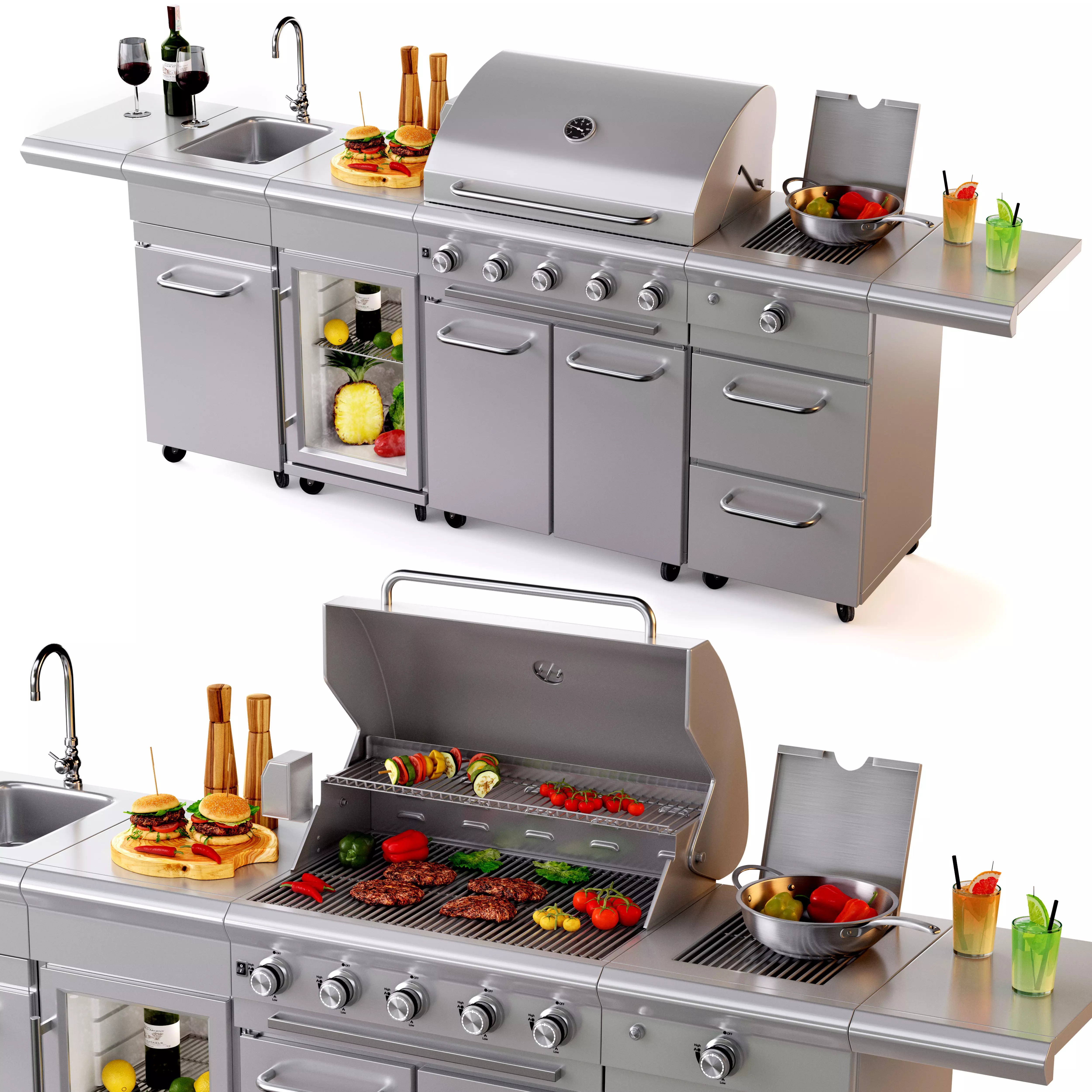 Gas Grill BBQ SICILIA - Game-Ready 3D Model - View 4