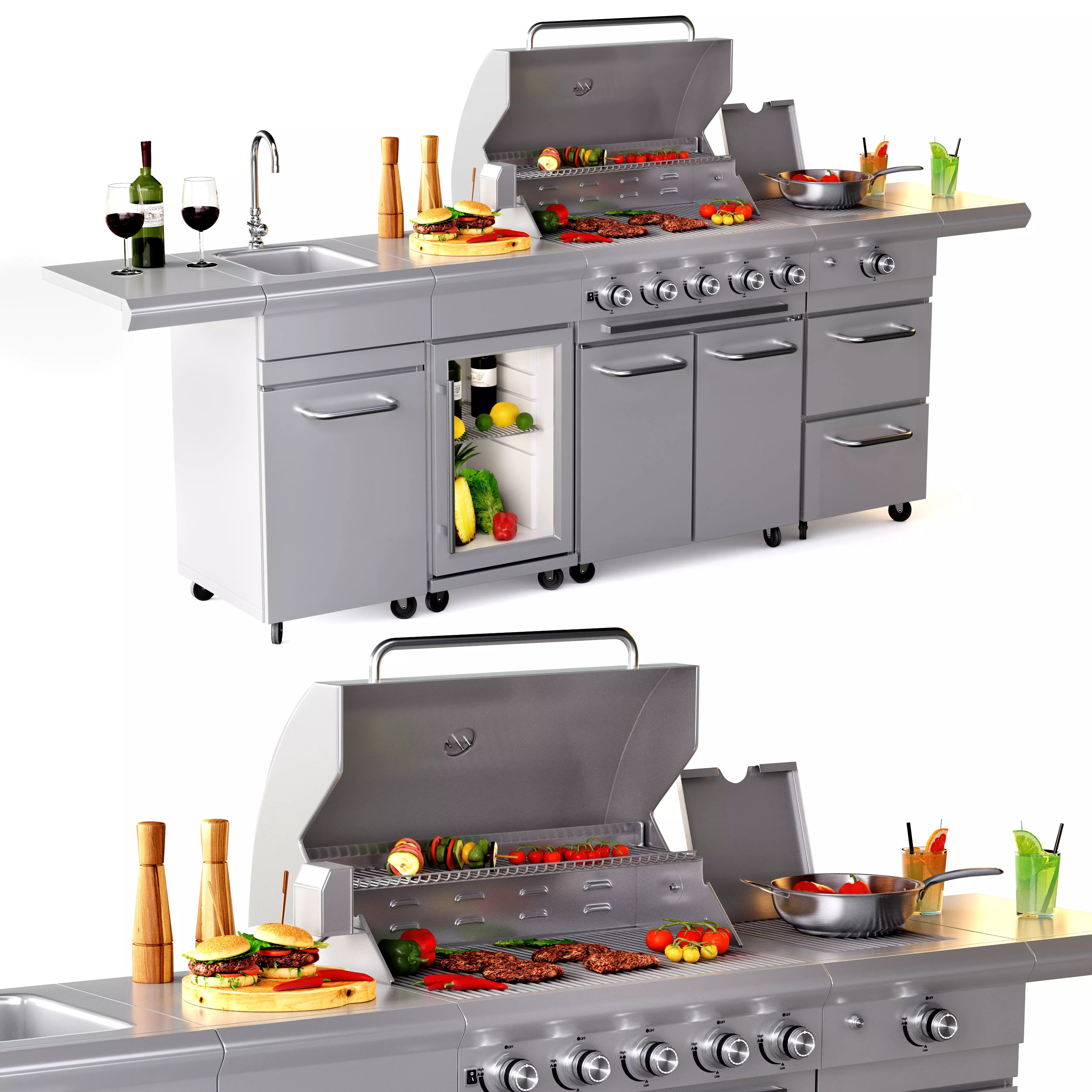 Gas Grill BBQ SICILIA - Game-Ready 3D Model - View 5