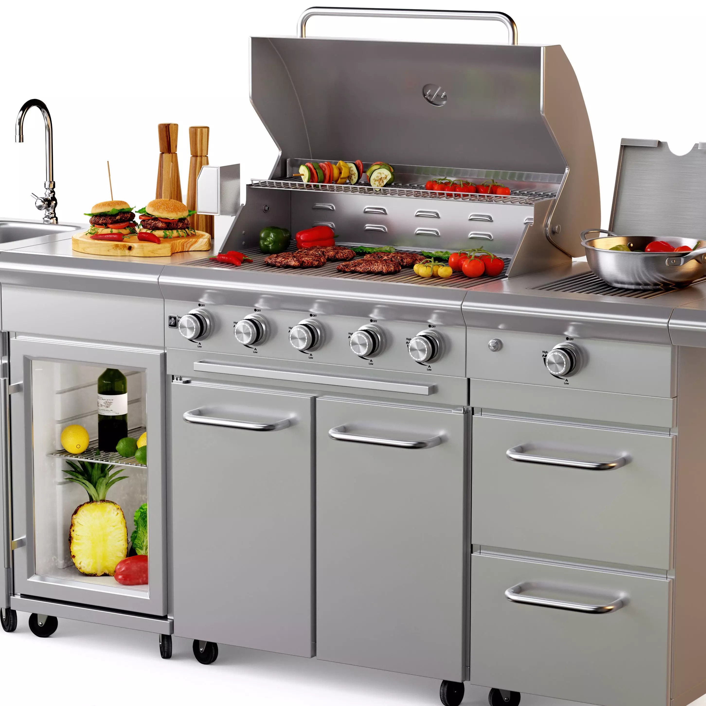 Gas Grill BBQ SICILIA - Game-Ready 3D Model - View 6