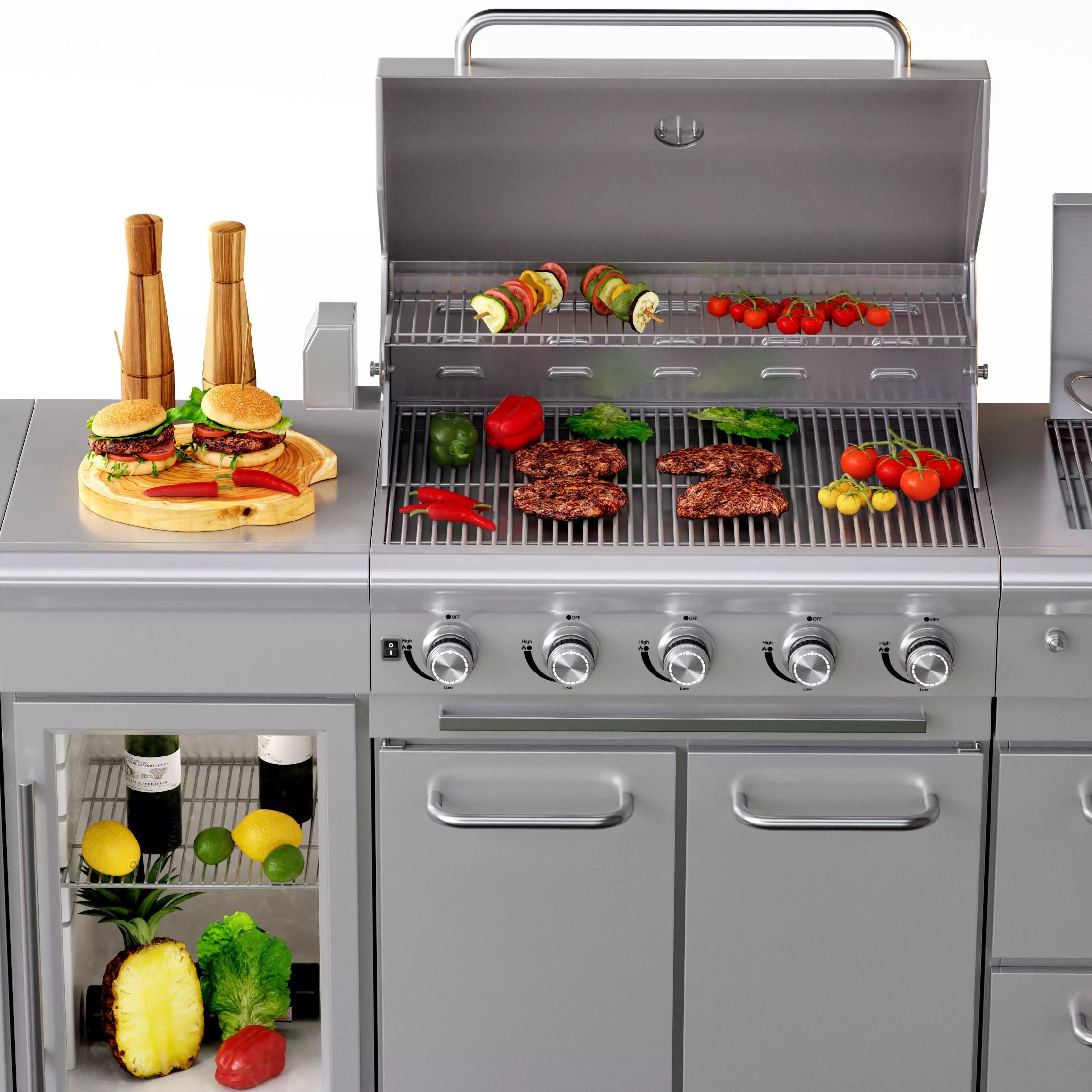Gas Grill BBQ SICILIA - Game-Ready 3D Model - View 7