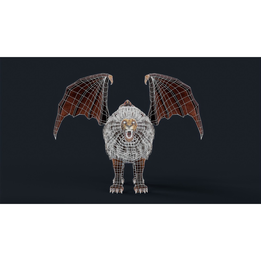 Lion Monster 3D Model – Low Poly Game Character with Rigging - View 11