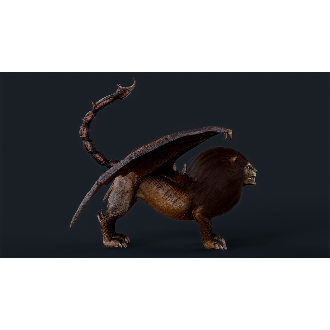 Lion Monster 3D Model – Low Poly Game Character with Rigging - View 9