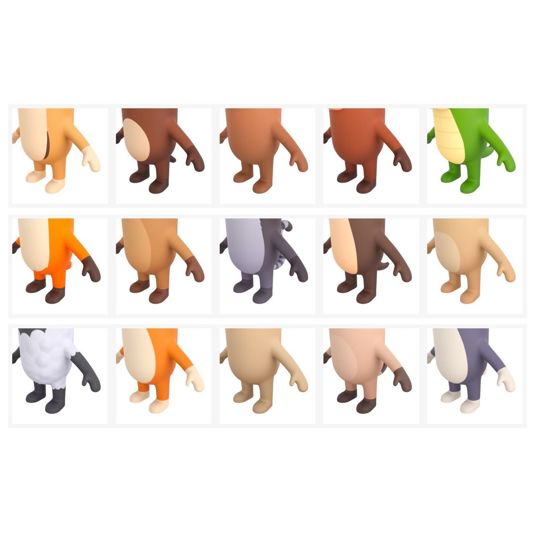 Rigged Animal Character Pack 3D Model – Cartoon Style, FBX, Game Ready - View 9