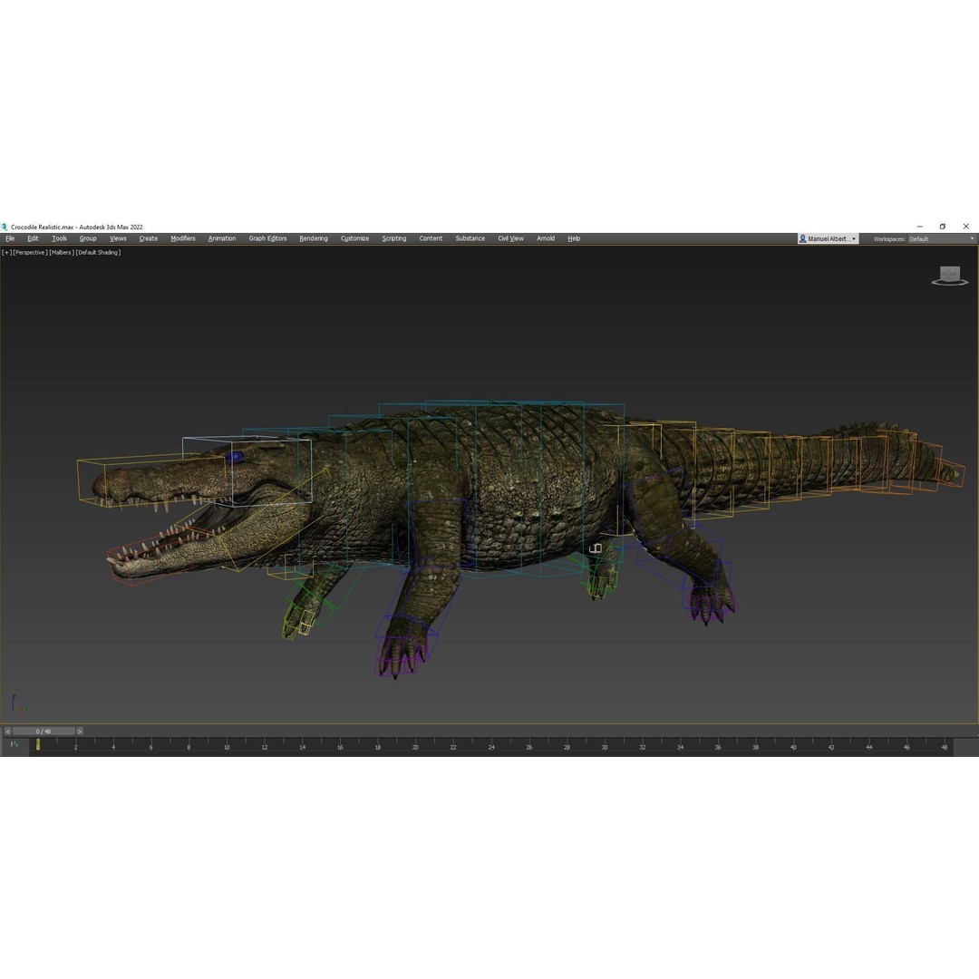 Realistic Crocodile 3D Model – Low Poly Rigged Asset, FBX, PBR - View 10