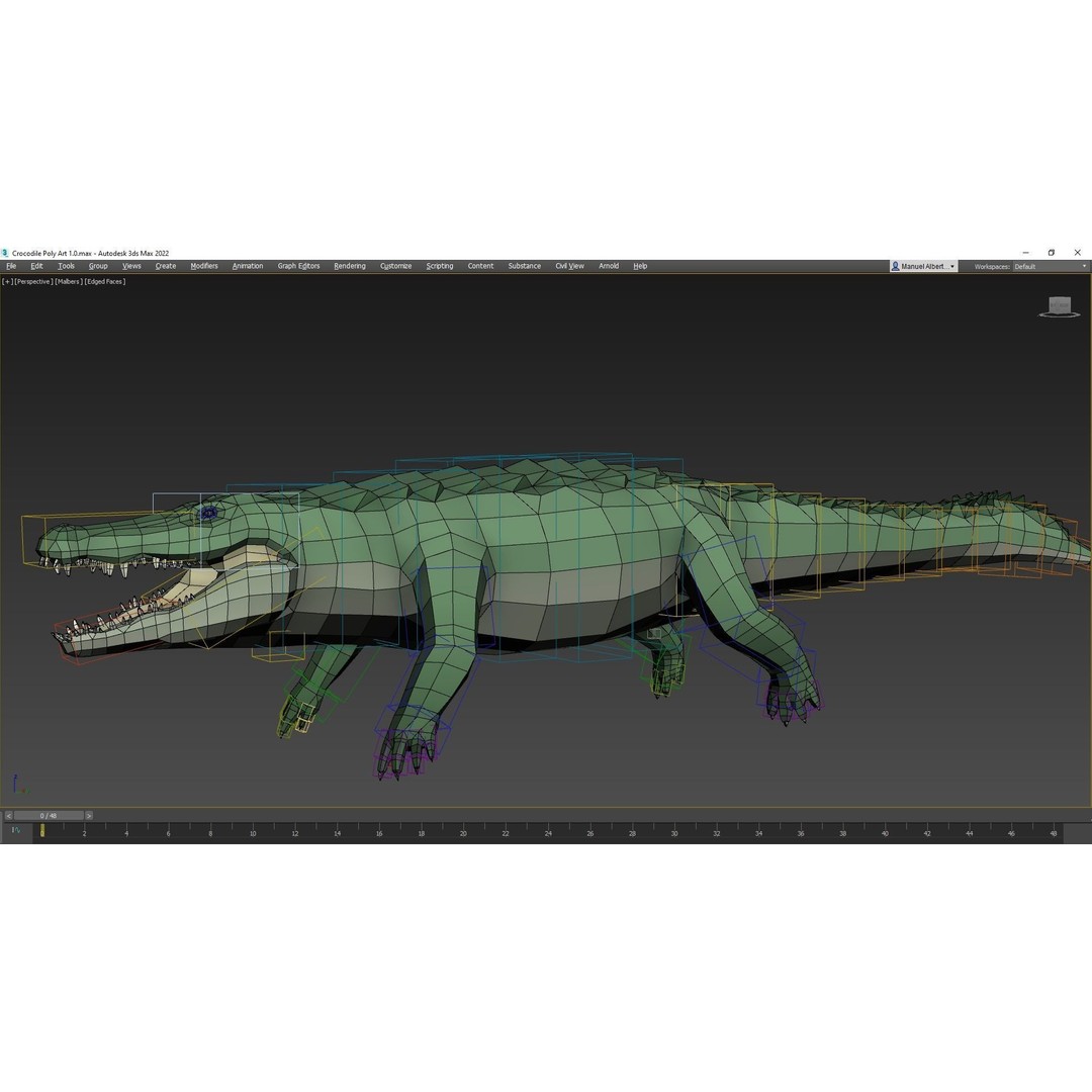 Realistic Crocodile 3D Model – Low Poly Rigged Asset, FBX, PBR - View 11
