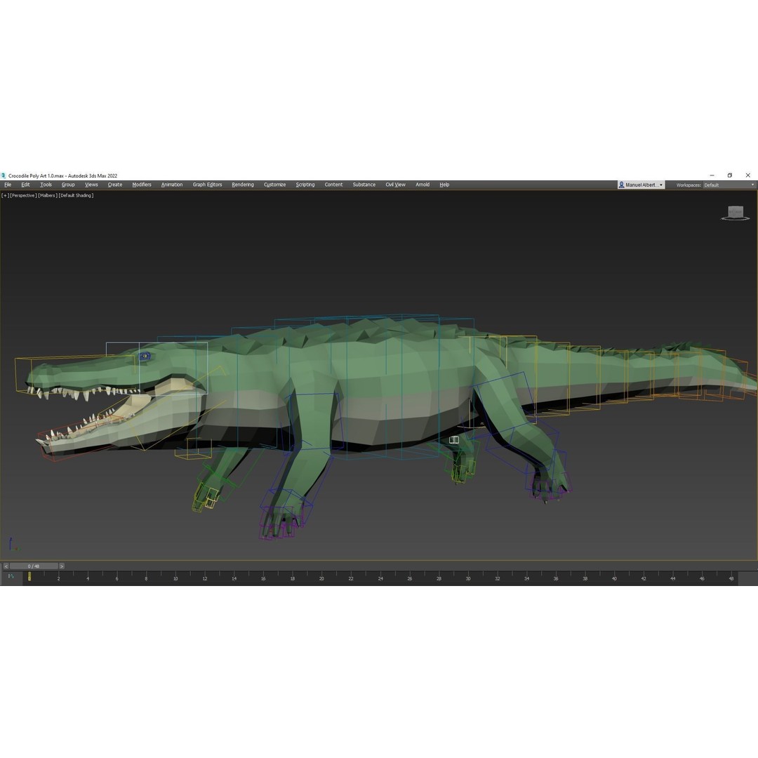 Realistic Crocodile 3D Model – Low Poly Rigged Asset, FBX, PBR - View 12