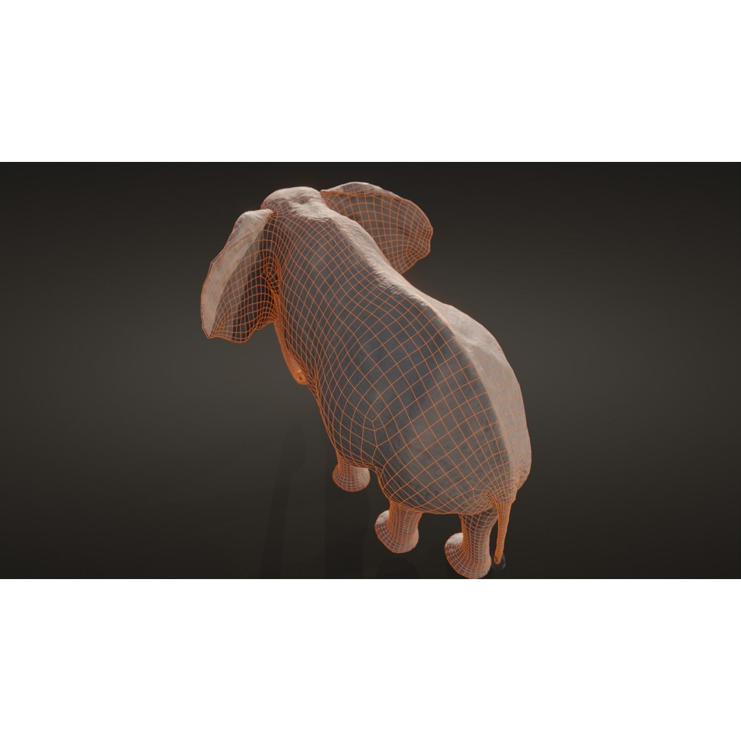 African Elephant 3D Model – Low Poly Rigged Asset, FBX, PBR - View 19