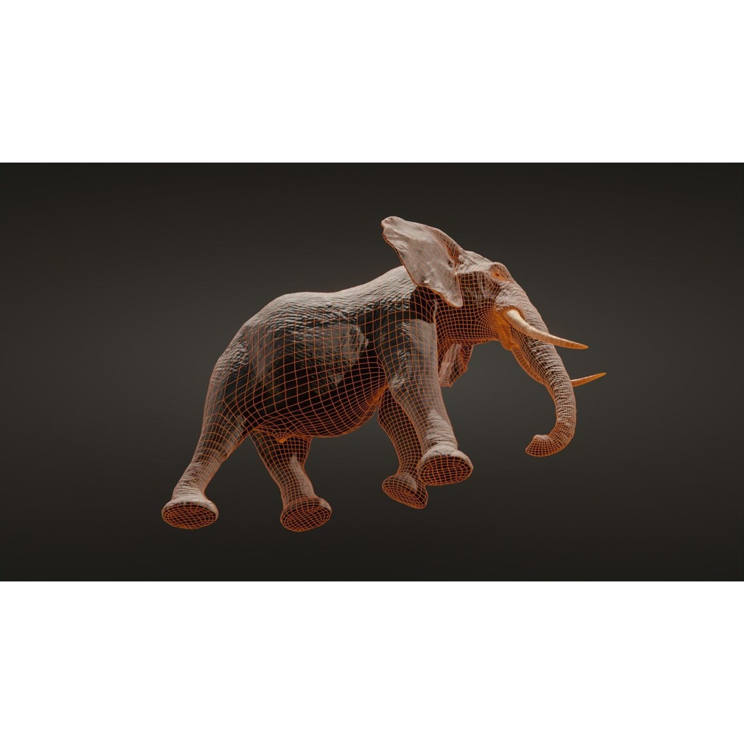 African Elephant 3D Model – Low Poly Rigged Asset, FBX, PBR - View 24