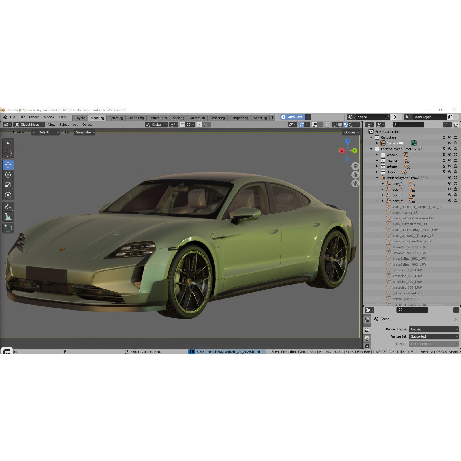 Porsche Taycan Turbo GT 2025 - Detailed 3D Model - View 41