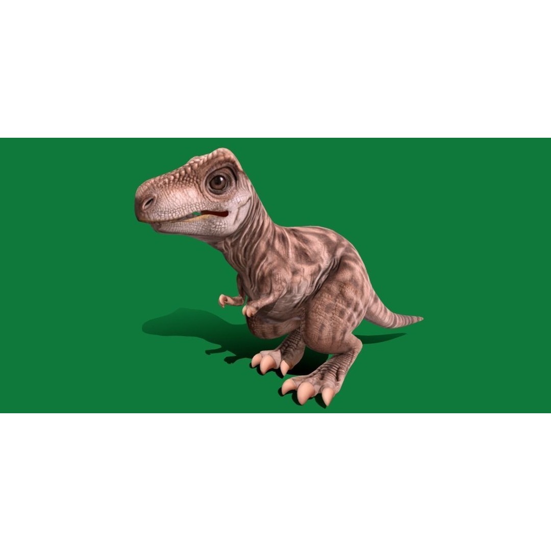 Baby T-Rex 3D Model – Low Poly Game Ready Character, FBX & Blender