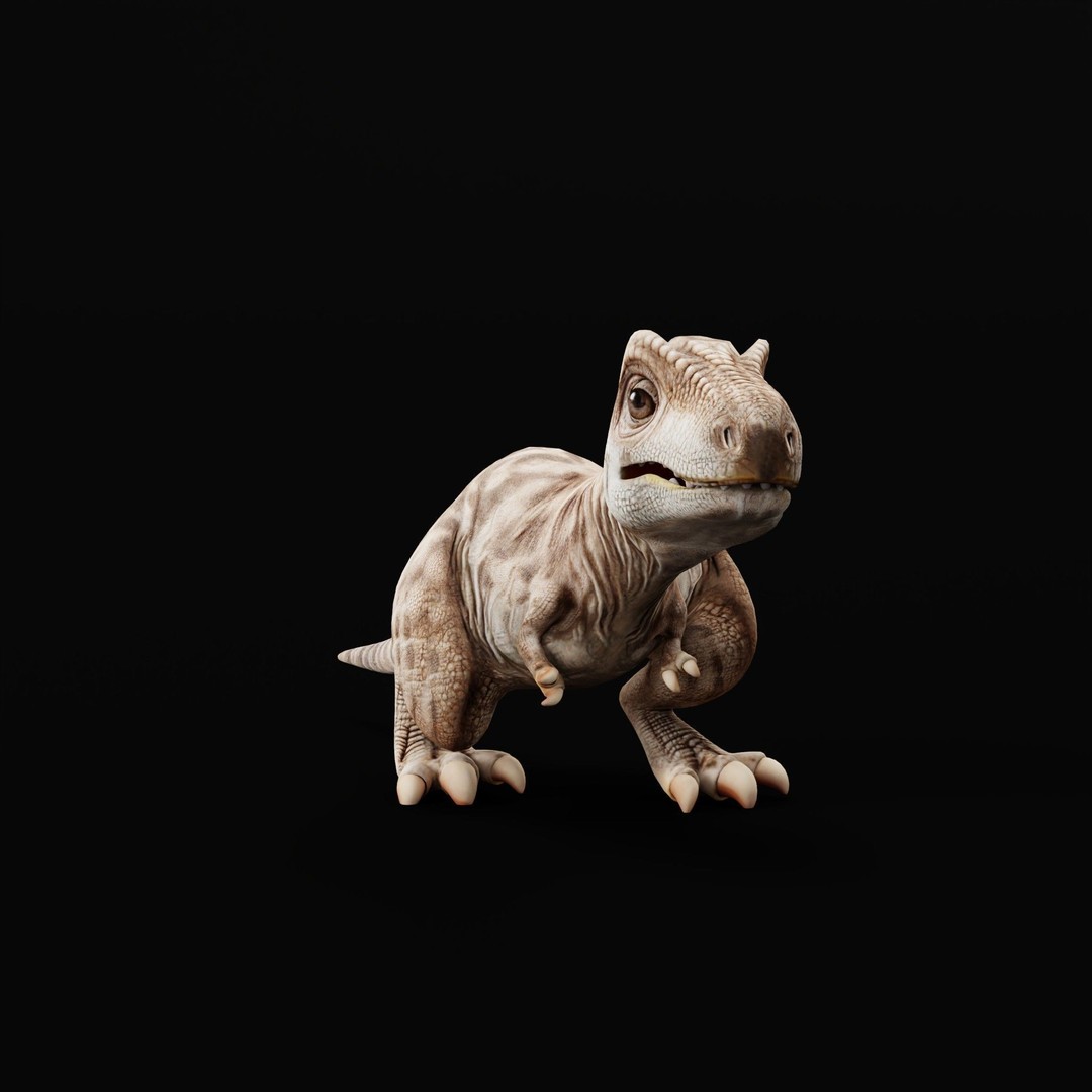 Baby T-Rex 3D Model – Low Poly Game Ready Character, FBX & Blender - View 10