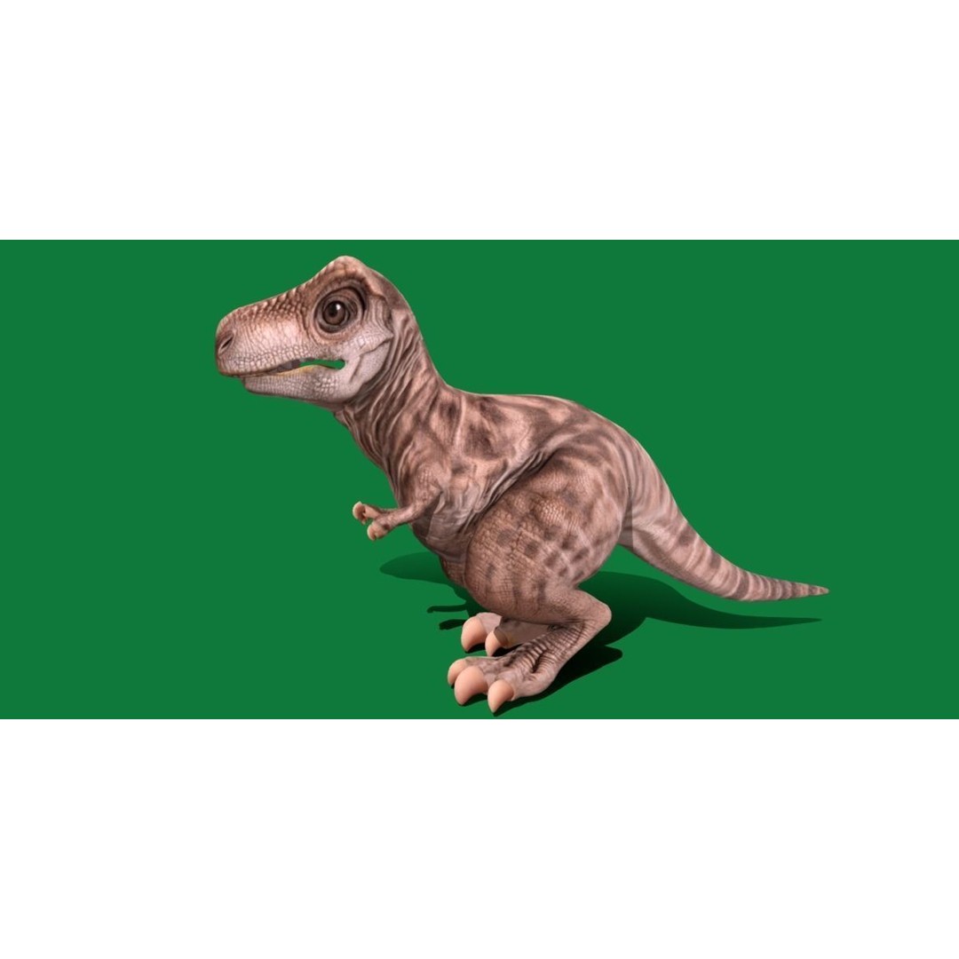 Baby T-Rex 3D Model – Low Poly Game Ready Character, FBX & Blender - View 12