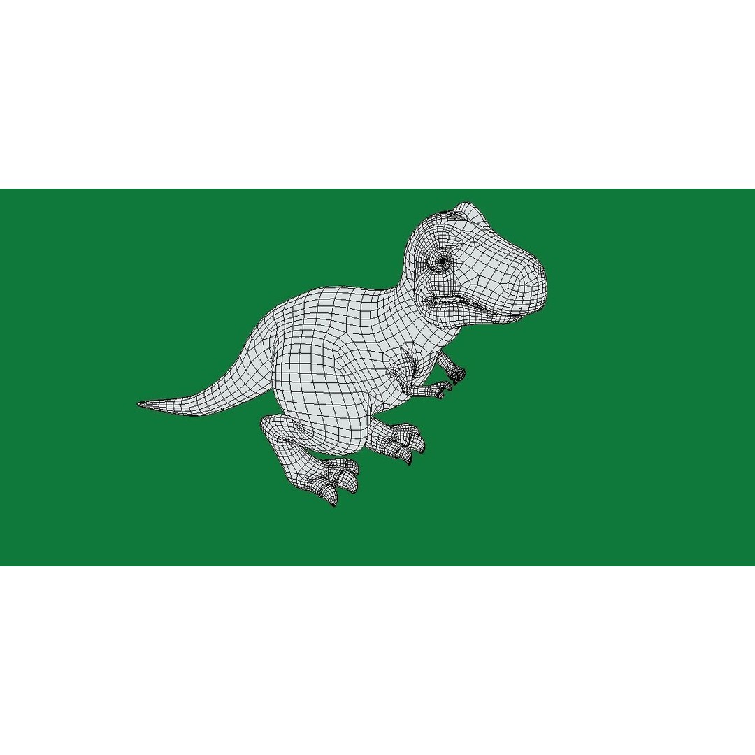 Baby T-Rex 3D Model – Low Poly Game Ready Character, FBX & Blender - View 20