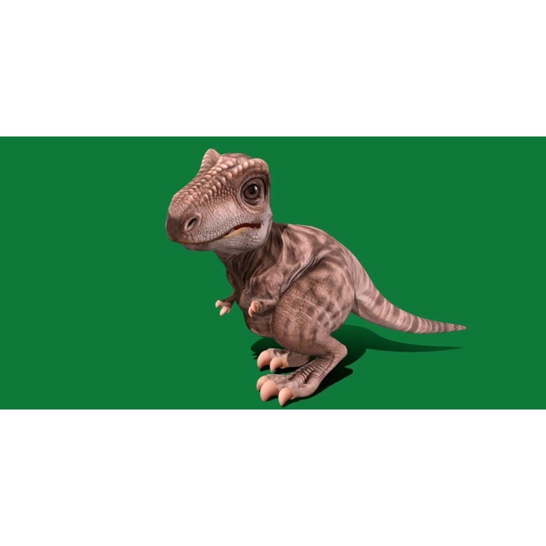 Baby T-Rex 3D Model – Low Poly Game Ready Character, FBX & Blender - View 23