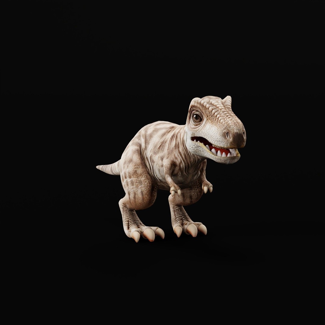 Baby T-Rex 3D Model – Low Poly Game Ready Character, FBX & Blender - View 5