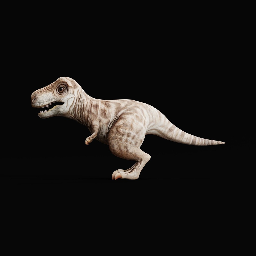 Baby T-Rex 3D Model – Low Poly Game Ready Character, FBX & Blender - View 7