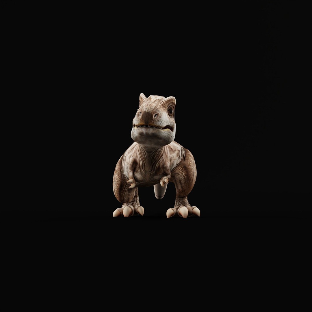 Baby T-Rex 3D Model – Low Poly Game Ready Character, FBX & Blender - View 9