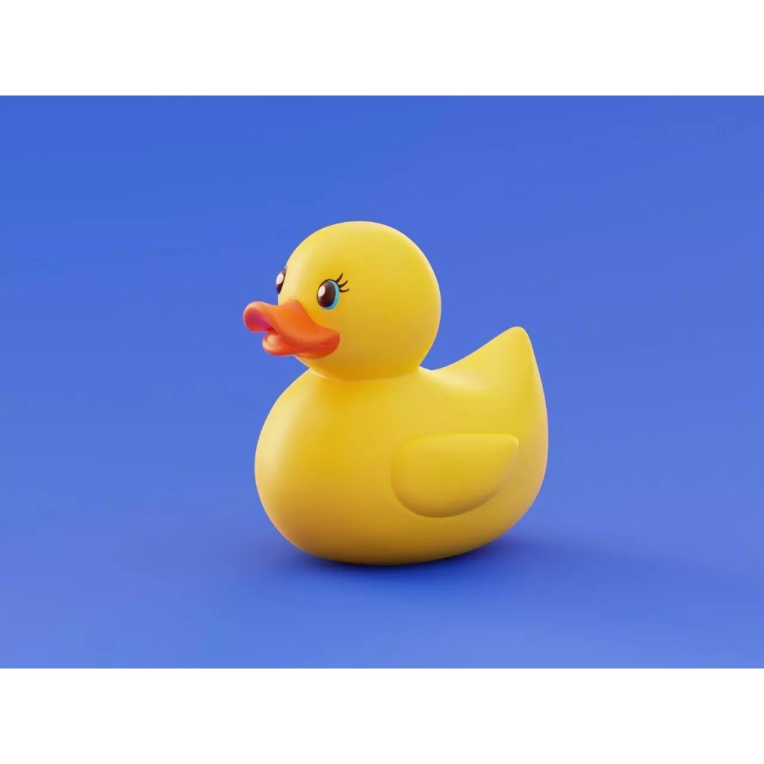 Rubber Duck 3D Model – Stylized Low Poly Bath Toy, FBX/OBJ - View 2