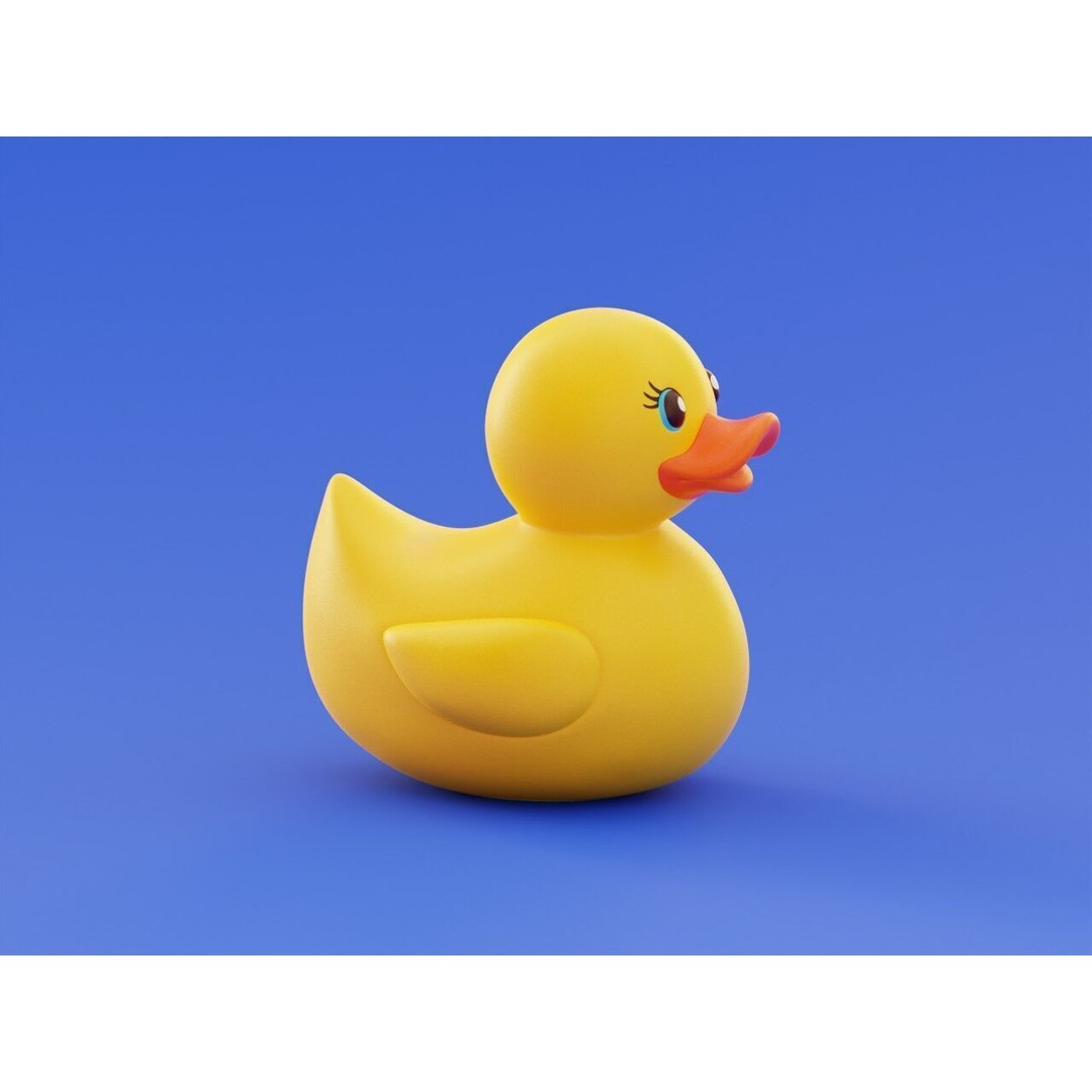 Rubber Duck 3D Model – Stylized Low Poly Bath Toy, FBX/OBJ - View 3