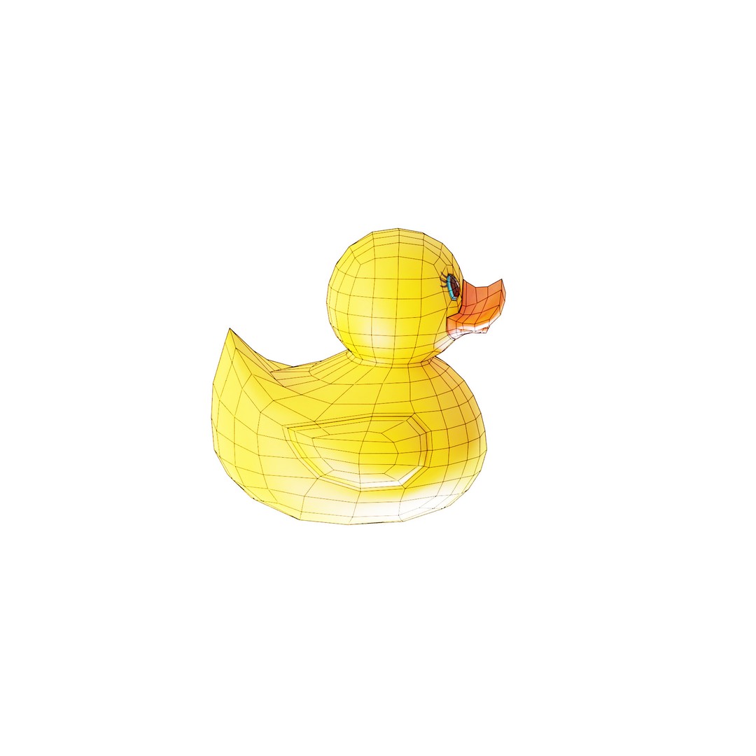 Rubber Duck 3D Model – Stylized Low Poly Bath Toy, FBX/OBJ - View 4