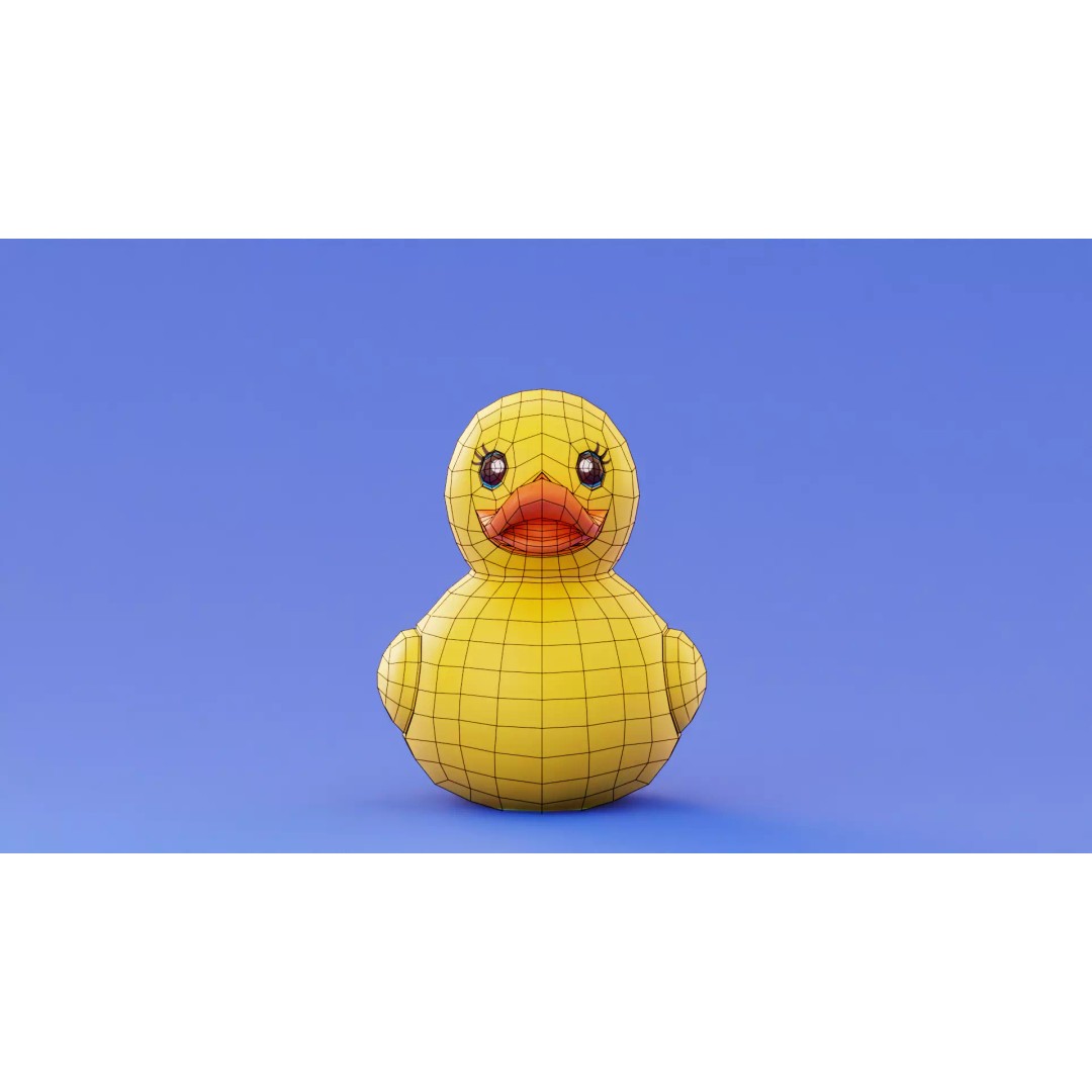 Rubber Duck 3D Model – Stylized Low Poly Bath Toy, FBX/OBJ - View 5