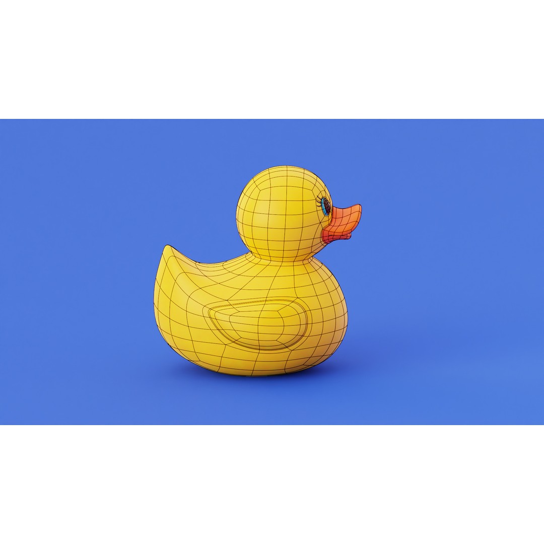 Rubber Duck 3D Model – Stylized Low Poly Bath Toy, FBX/OBJ - View 6