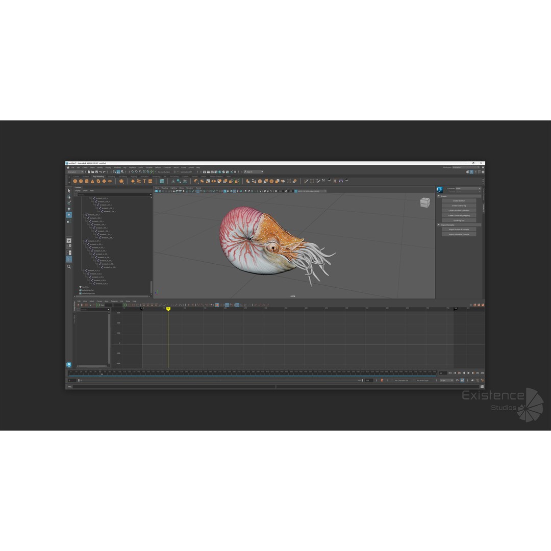 Nautilus Pompilius 3D Model – Low Poly Rigged Creature with PBR Textures, FBX - View 10