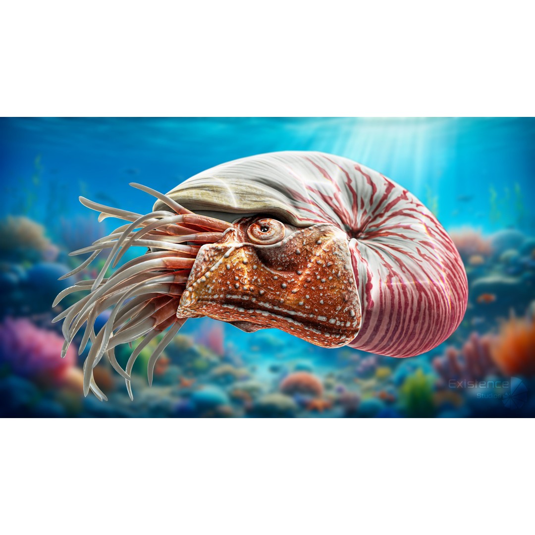 Nautilus Pompilius 3D Model – Low Poly Rigged Creature with PBR Textures, FBX - View 5