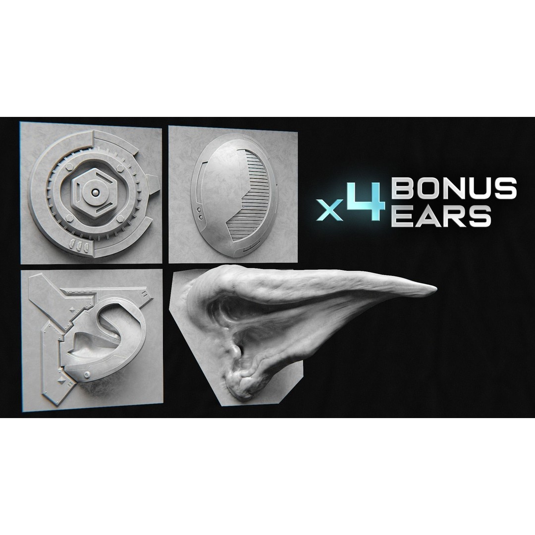 Creature Ear 3D Model – High Poly VDM Sculpt, OBJ, FBX Formats