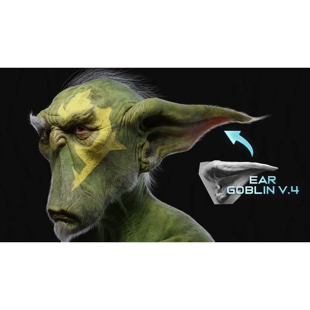 Creature Ear 3D Model – High Poly VDM Sculpt, OBJ, FBX Formats - View 4
