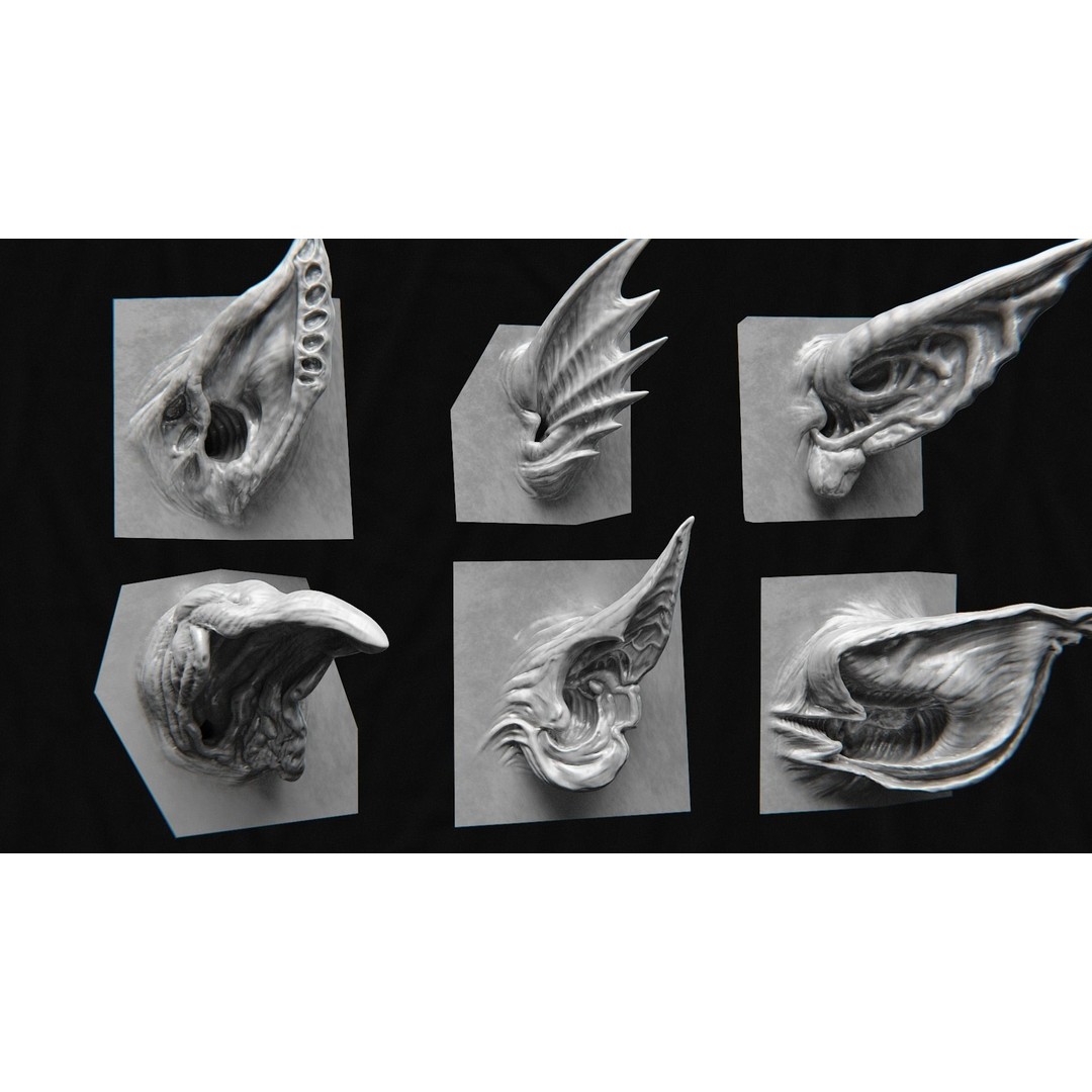 Creature Ear 3D Model – High Poly VDM Sculpt, OBJ, FBX Formats - View 9