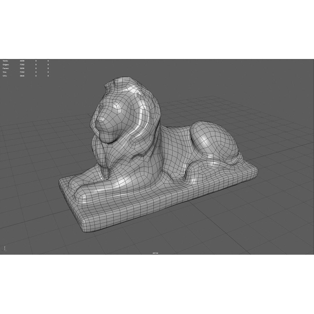 Sitting Lion Statue 3D Model – Low Poly Sculpture with PBR Textures - View 11