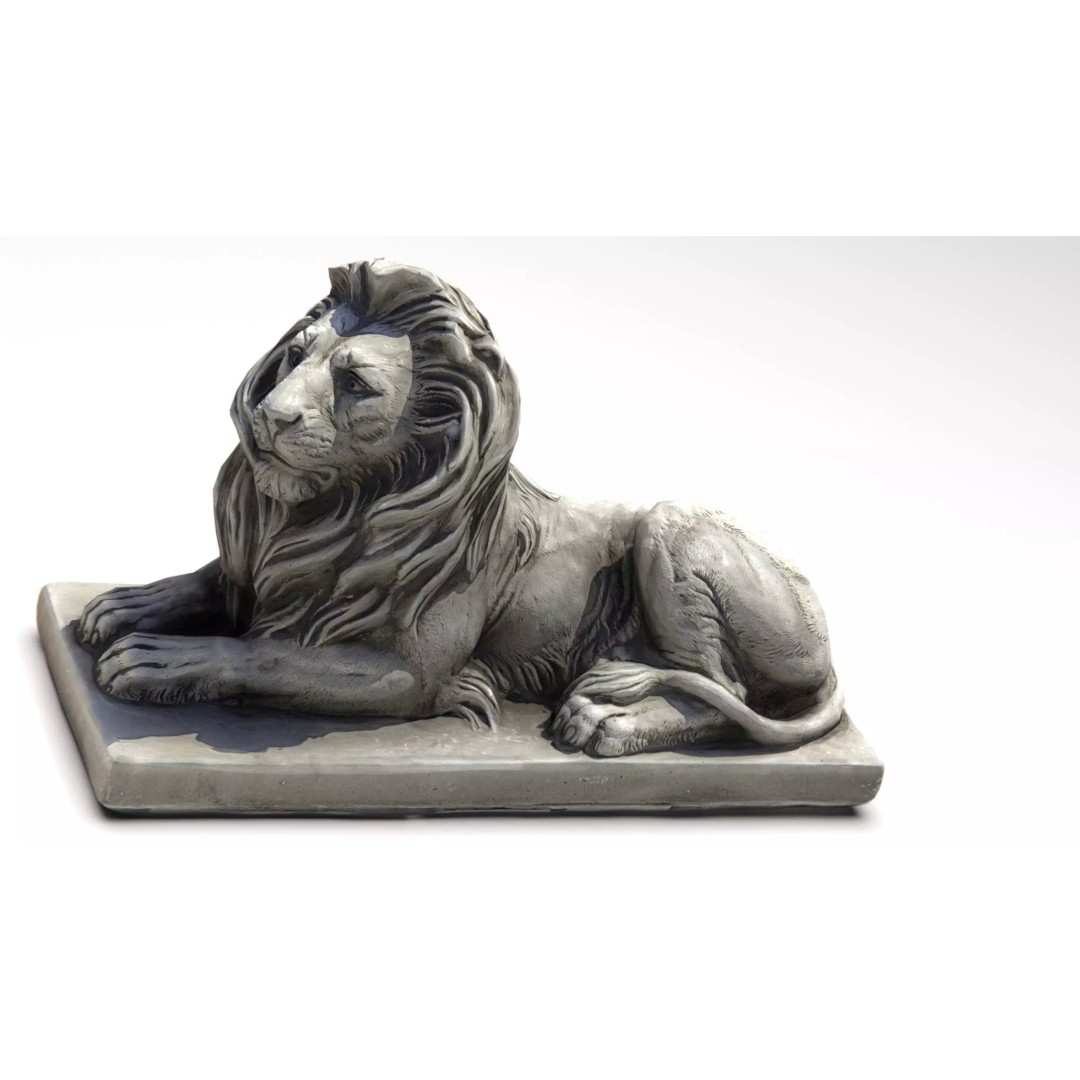 Sitting Lion Statue 3D Model – Low Poly Sculpture with PBR Textures - View 2