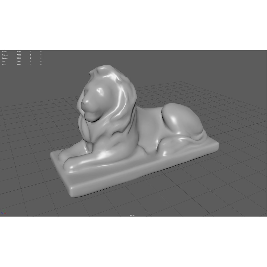 Sitting Lion Statue 3D Model – Low Poly Sculpture with PBR Textures - View 6