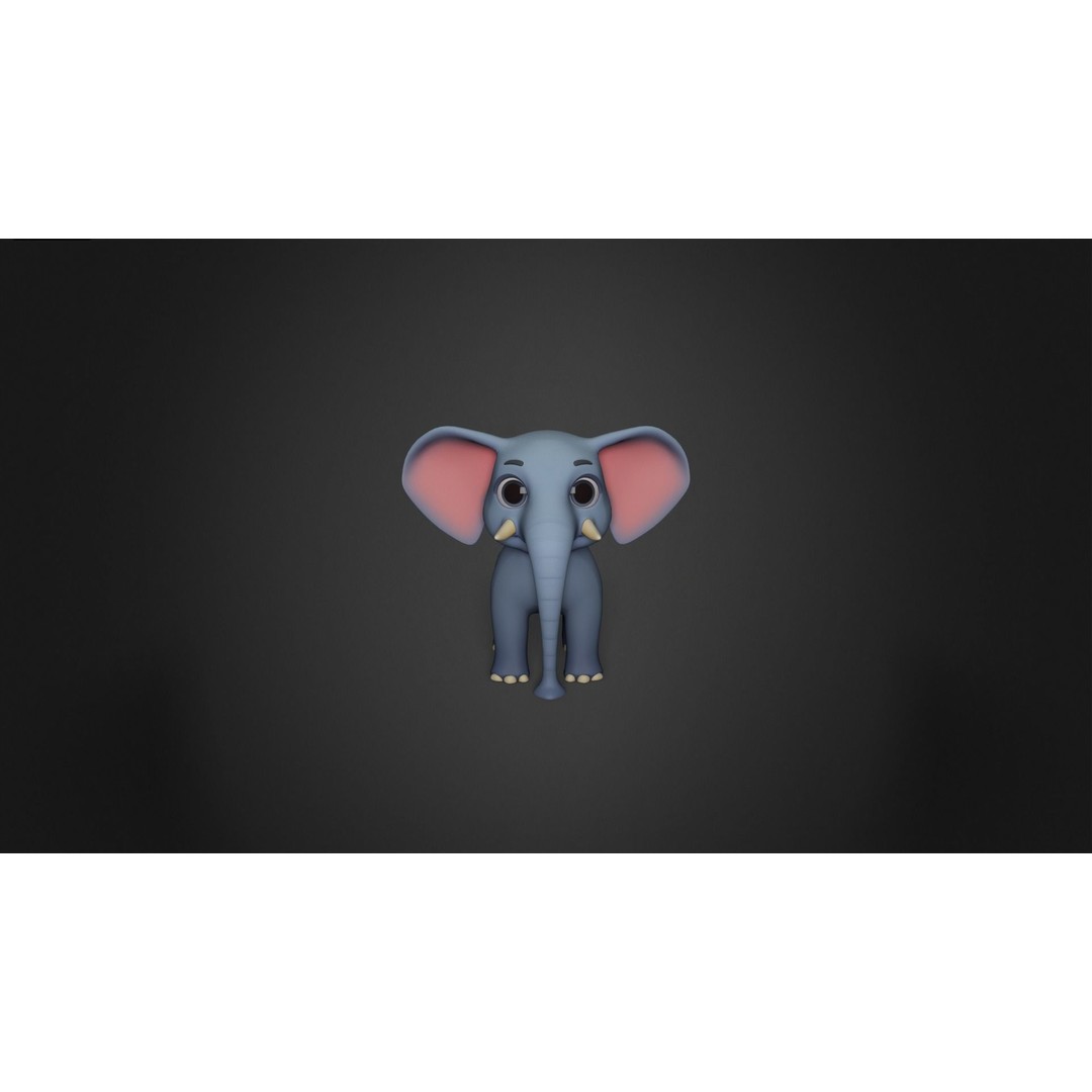 Elephant Rigged 3D Model – Cartoon Animal Game Asset, FBX, PBR - View 3