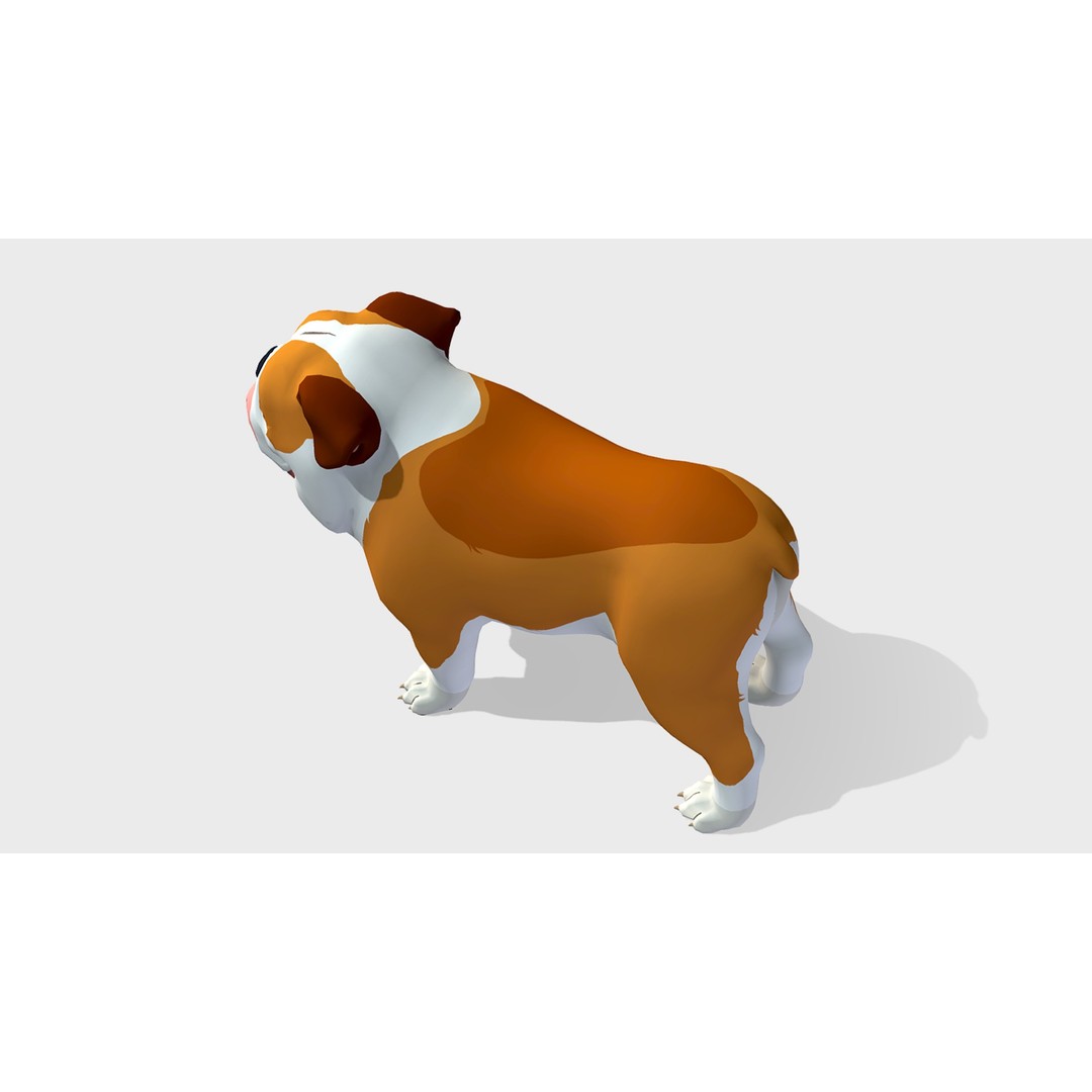 Cartoon Bulldog 3D Model – Low Poly Rigged Character with Animations - View 6