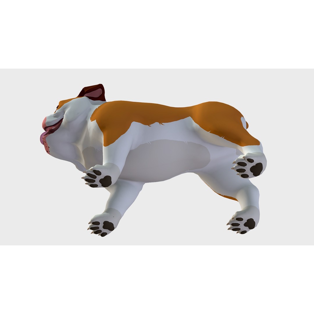 Cartoon Bulldog 3D Model – Low Poly Rigged Character with Animations - View 7